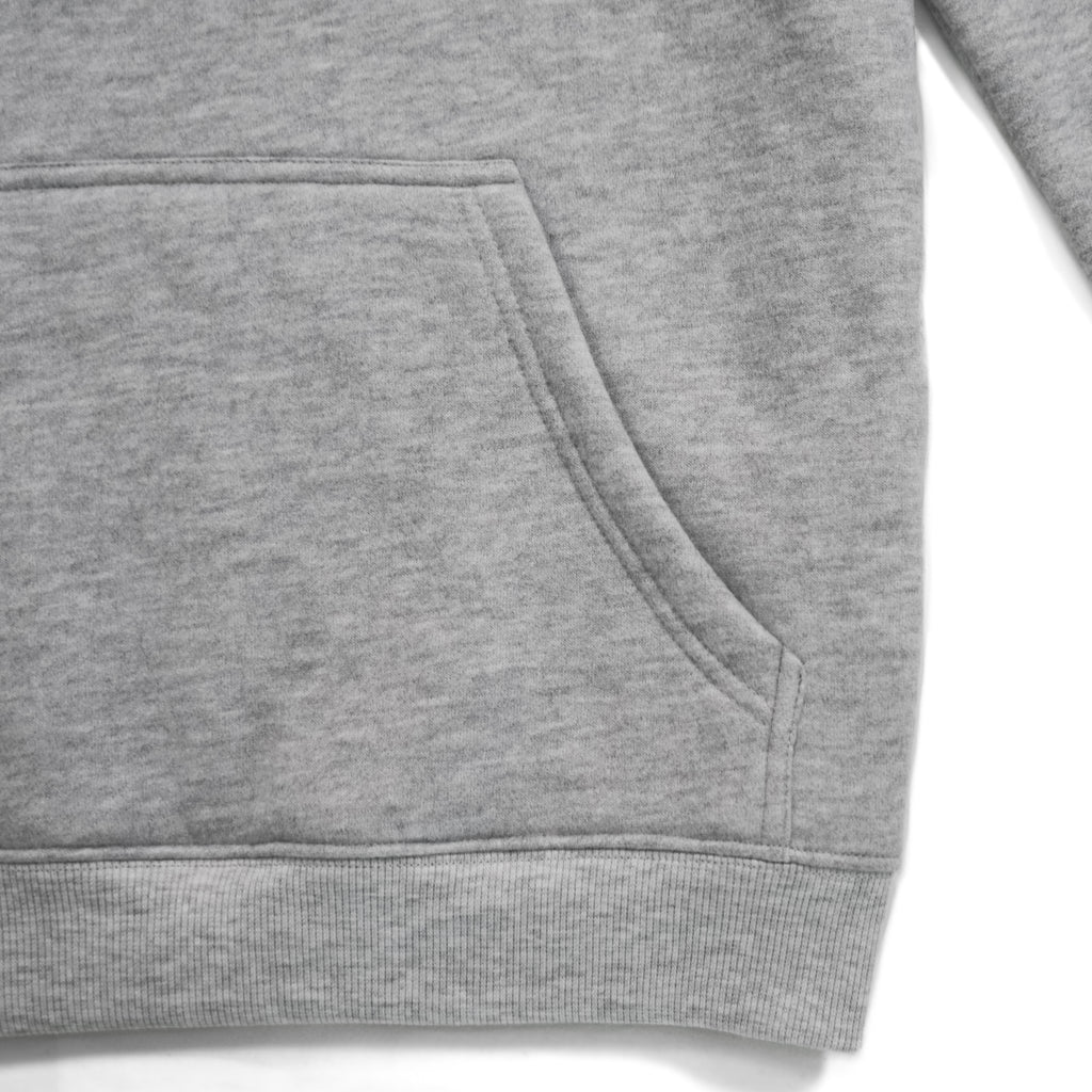 grey hoodie with a kangaroo pocket