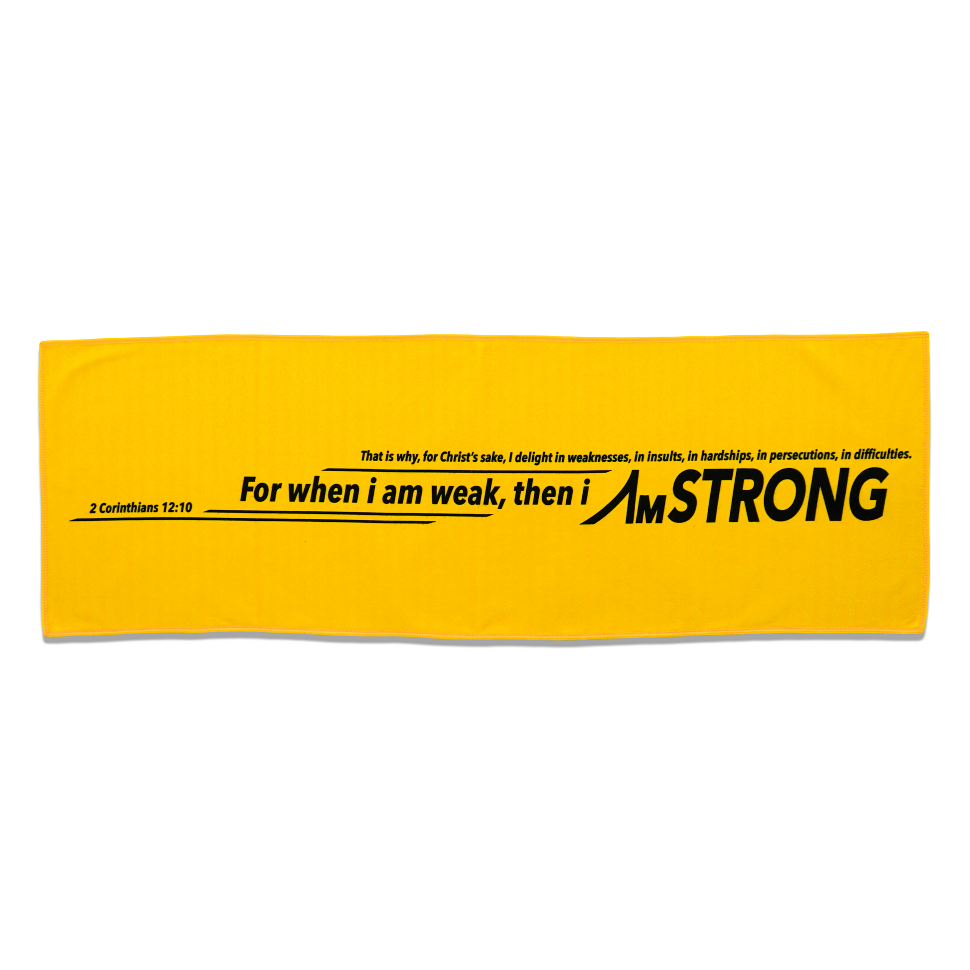 yellow micro-fibre sport towel with black statement print