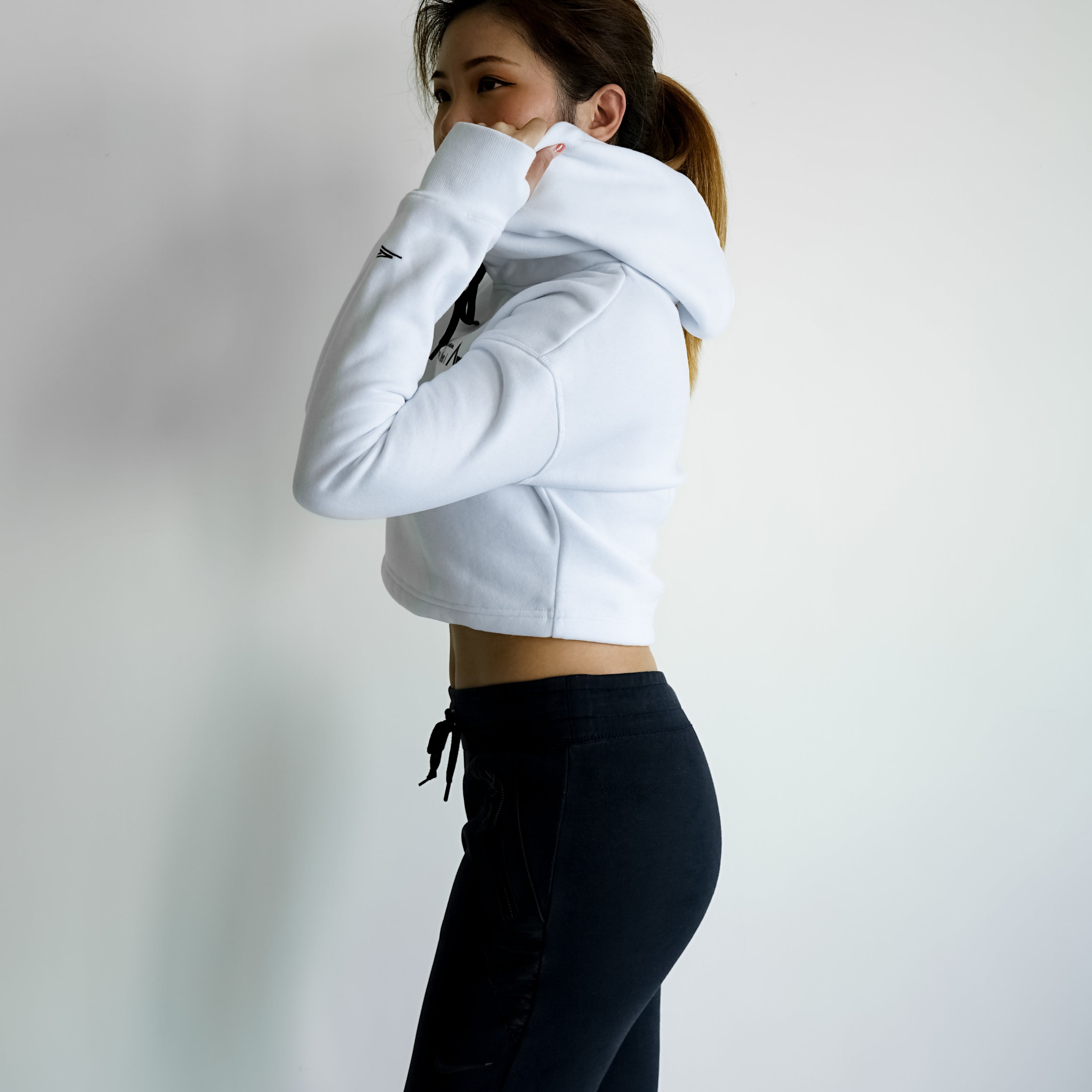 Crop top outlet white hoodie