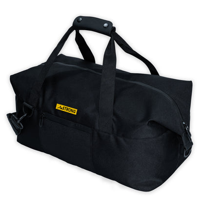 AmSTRONG black sport duffel with zip closure and soft top handle